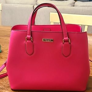 Fuchsia Kate Spade triple compartment satchel bag